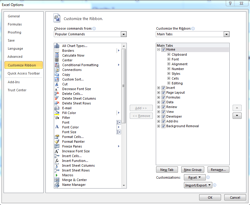 Dev add. Excel option. Name Manager. Remove font. Sort of decrease.